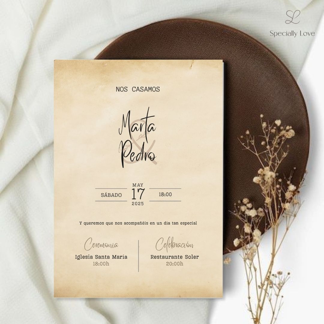 Invitación de boda imprimible vintage